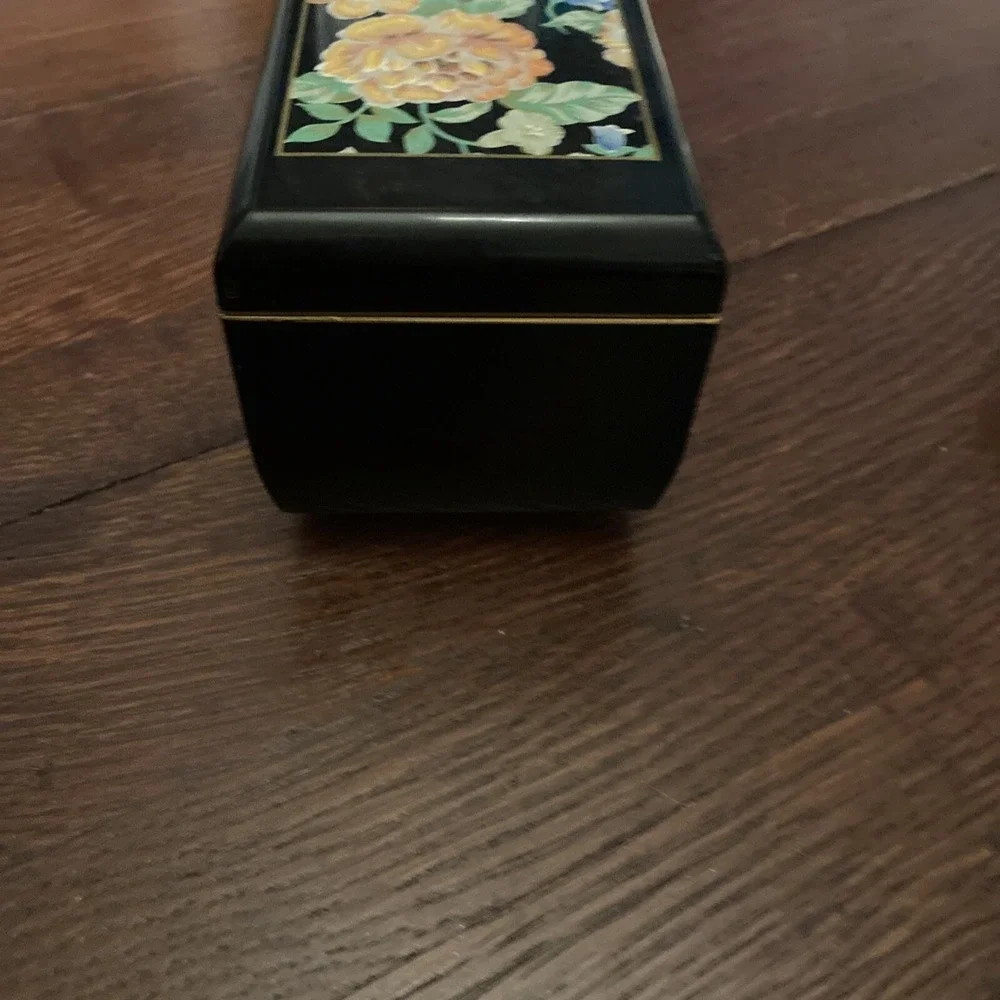 Beautiful Otagiri Tavistock Laquerware Mirror Music Box FEELING Floral Garden